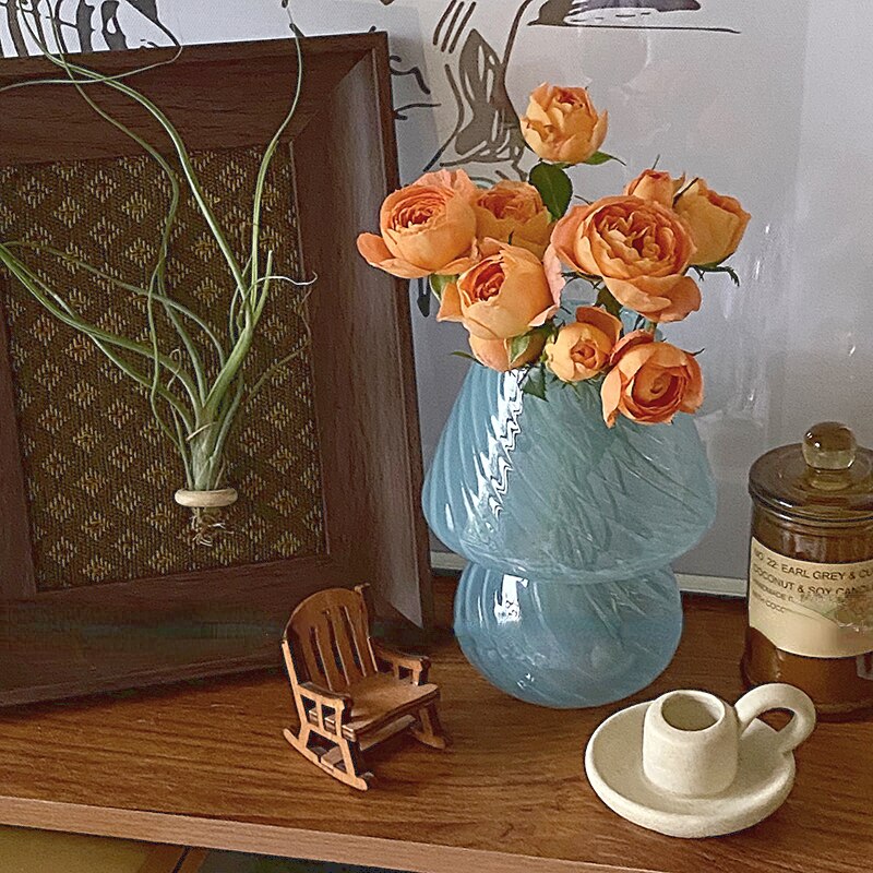 Scandinavian Blue Stripe Glass Vase