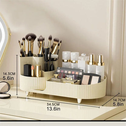 Premium Cosmetic Storage with Compact Rotating Tray