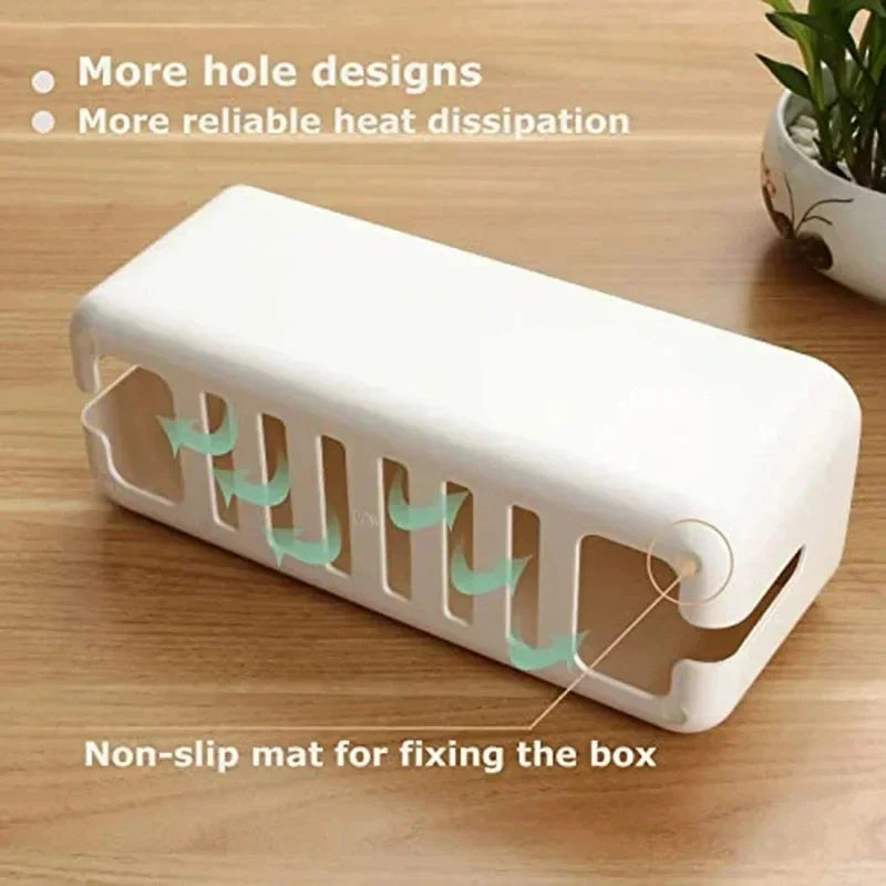Wooden Desk Cable Organizer Box