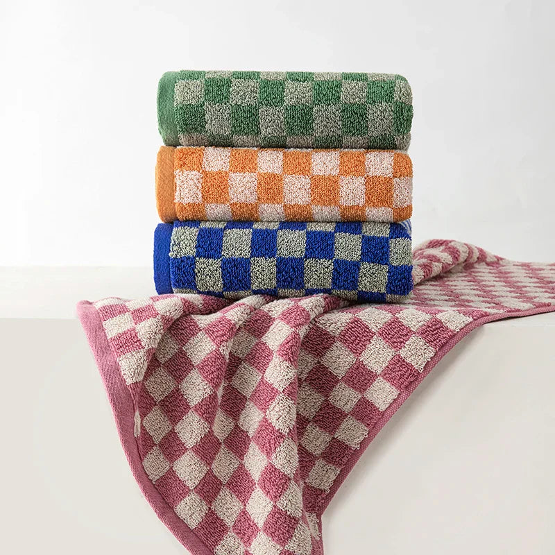 Plaid Absorbent Bathroom Towels