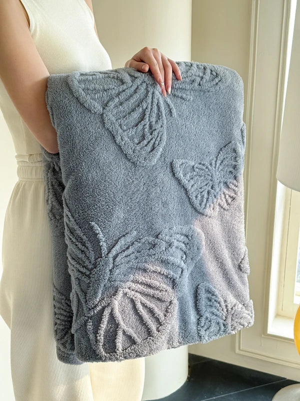 Cozy Plush Blanket with 3D Butterfly Pattern