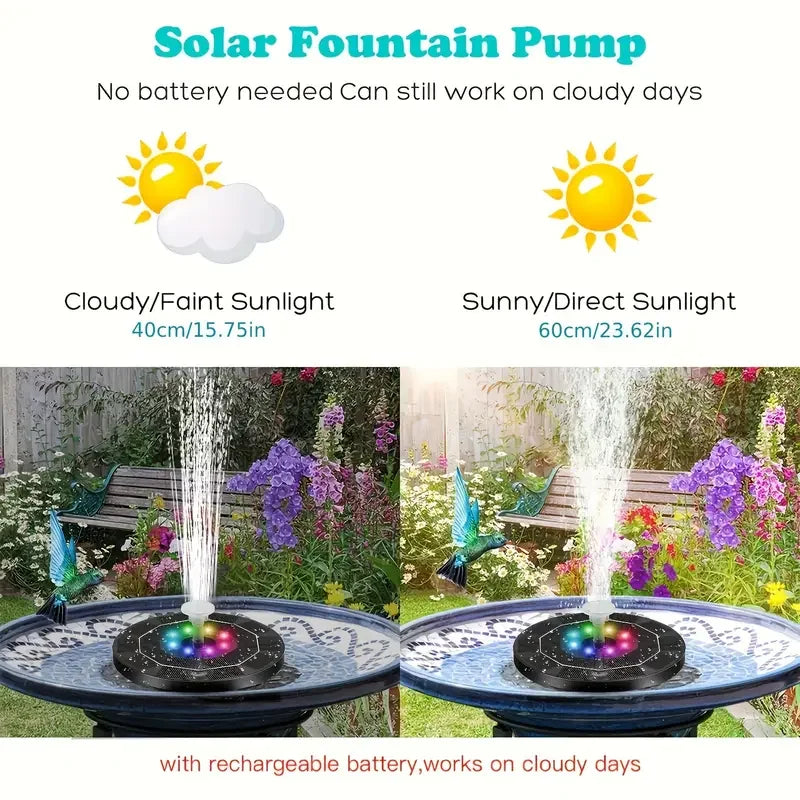 Solar Powered Garden Fountain with RGB Lights