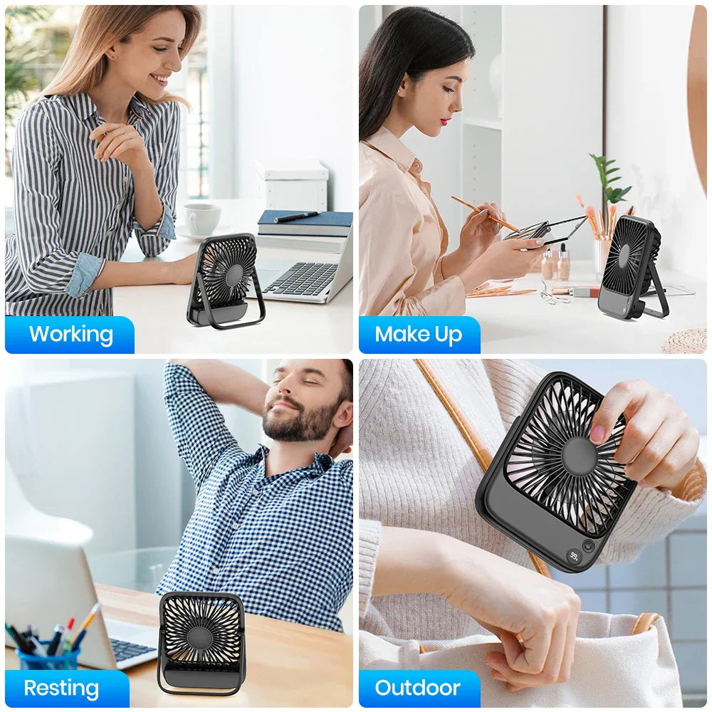 Portable Rechargeable Table Fan with Power Bank