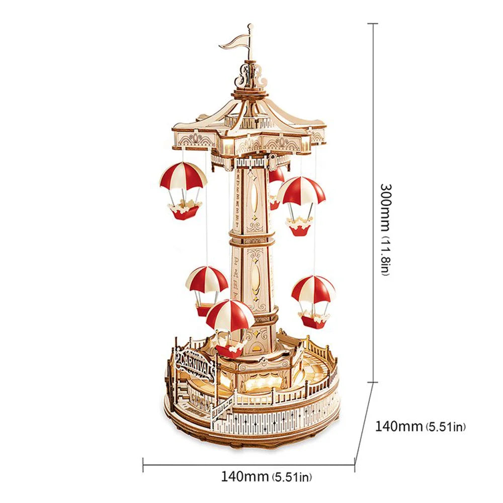 Colorful 3D Music Box Puzzle with Lights and Motion