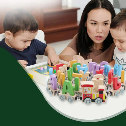 Wooden Educational Toy Train Set with Magnets