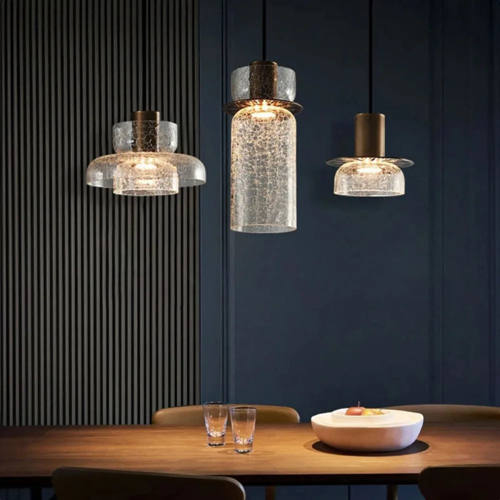 Unique Crackled Glass Pendant Light Fixture