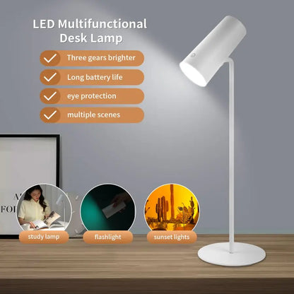 Compact LED Desk Lamp with USB Rechargeable Touch Control