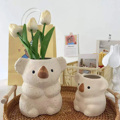 Cute Koala Figurine Planter for Small Plants
