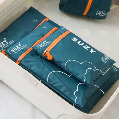 Compact Travel Bag Set 7-Piece Waterproof Luggage Organizer