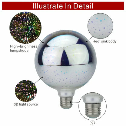 Colorful LED Globe Lamp with E27 Socket and Firework Effect