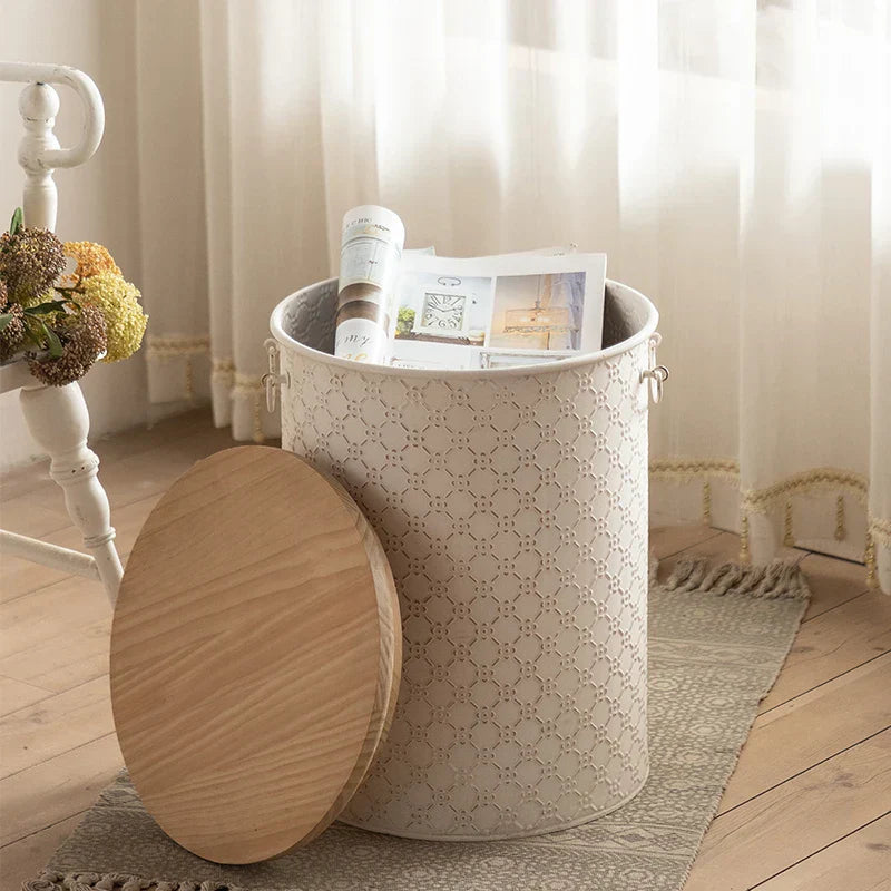 Befez | Compact Metal End Table with Storage Basket