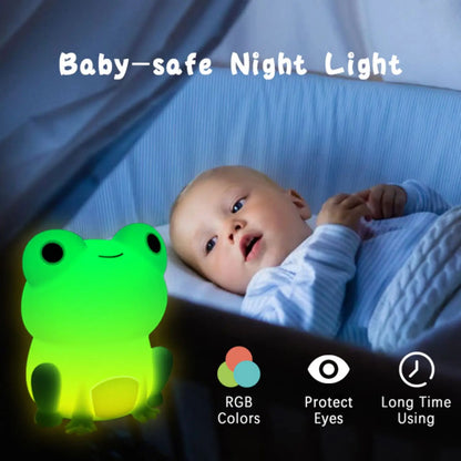 Colorful Frog Nightlight for Kids | Soft Silicone | Rechargeable