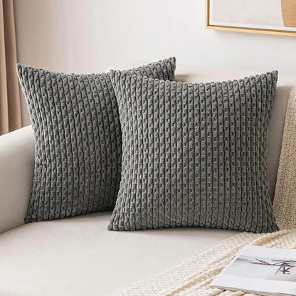 Cozy Striped Velvet Cushion in Modern Bohemian Style