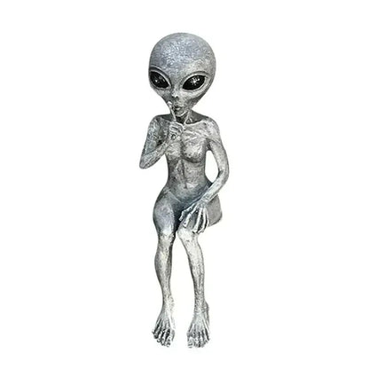 Colorful Alien Garden Statue UFO Decor Figurine
