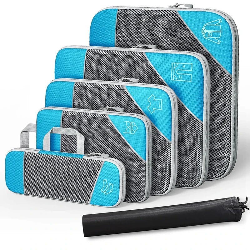 Compact Travel Packing Cube Set 6pc Waterproof Bags