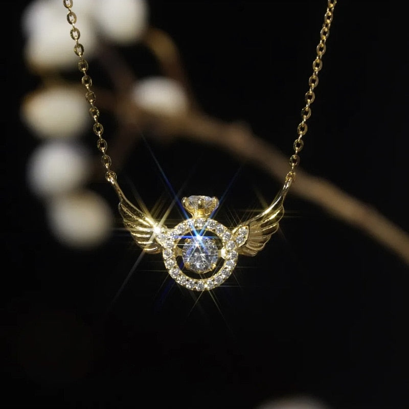 Shiny Angel Wing Zircon Stone Necklace - Befez
