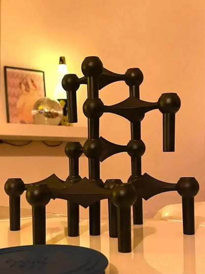 Contemporary Metal Candle Holder – Sleek Silver Candle Stand