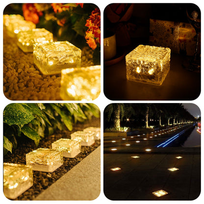 Outdoor Solar Powered Ice Cube Table Lamp