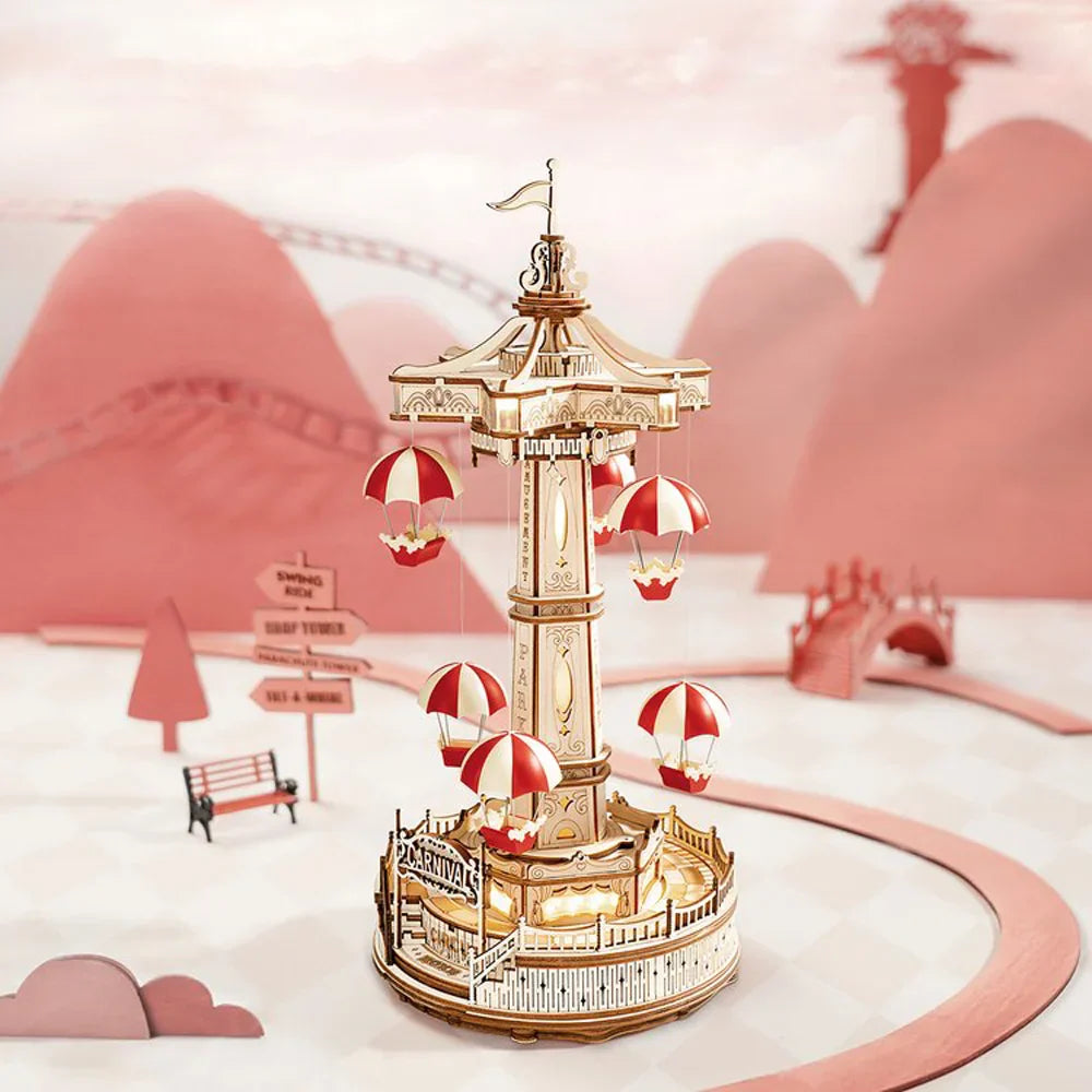 Colorful 3D Music Box Puzzle with Lights and Motion