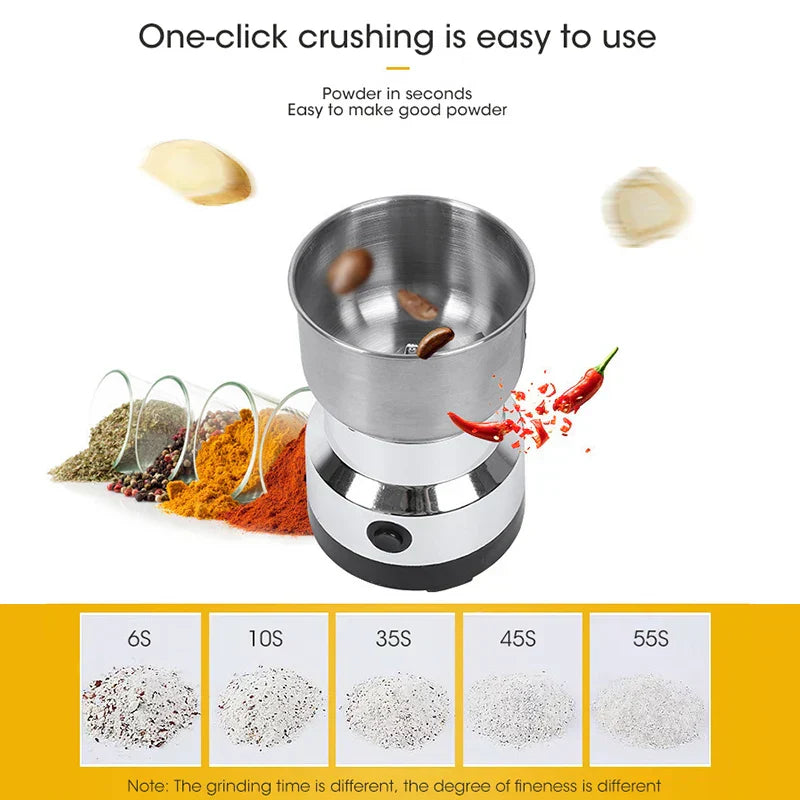 Compact Electric Grinder - 300ml Fine Mill for Coffee, Spices