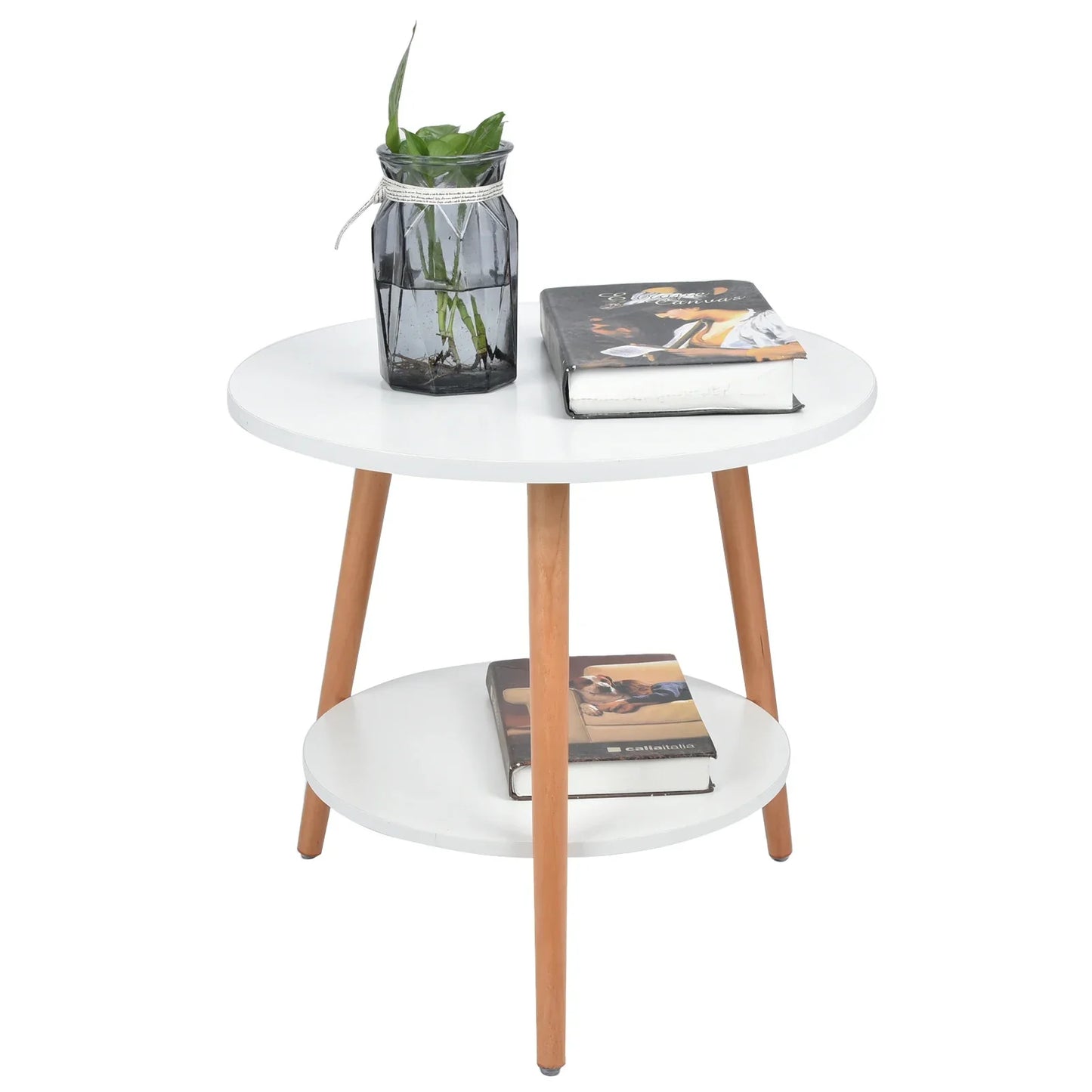 Compact 2 Tier End Table with Storage for Living Room