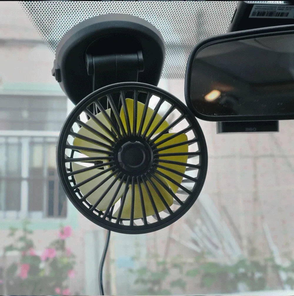 Portable Car Fan with USB & Cigarette Lighter Adapter