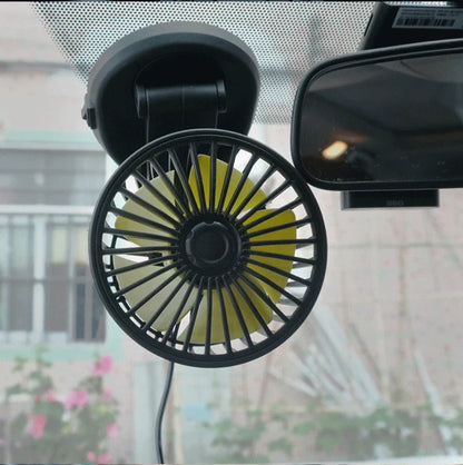 Portable Car Fan with USB & Cigarette Lighter Adapter