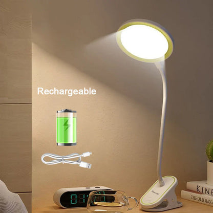 Portable LED Desk Lamp with Clip and USB Charging