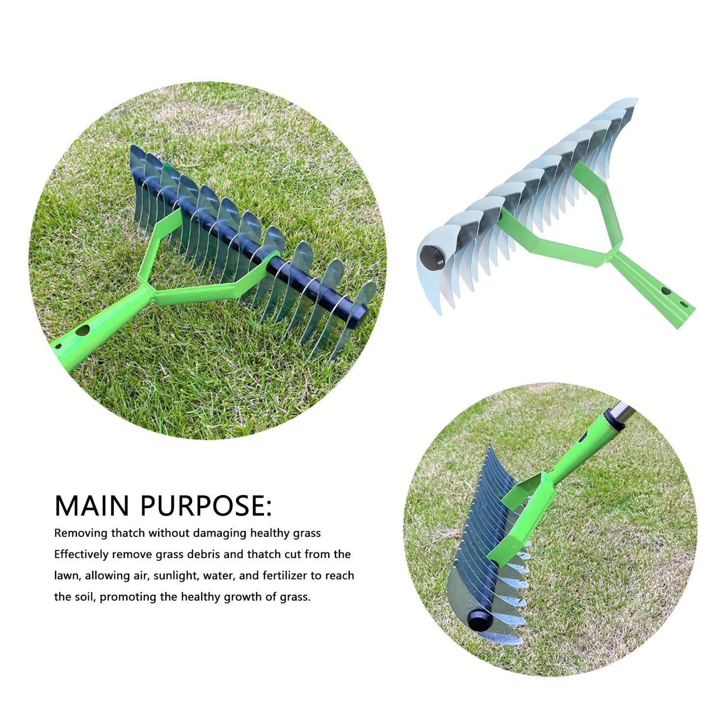 Garden Rake Head Stainless Steel Curved Tines Lawn Aerator