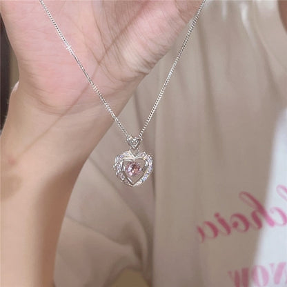 Sparkling Heart Shaped Crystal Necklace