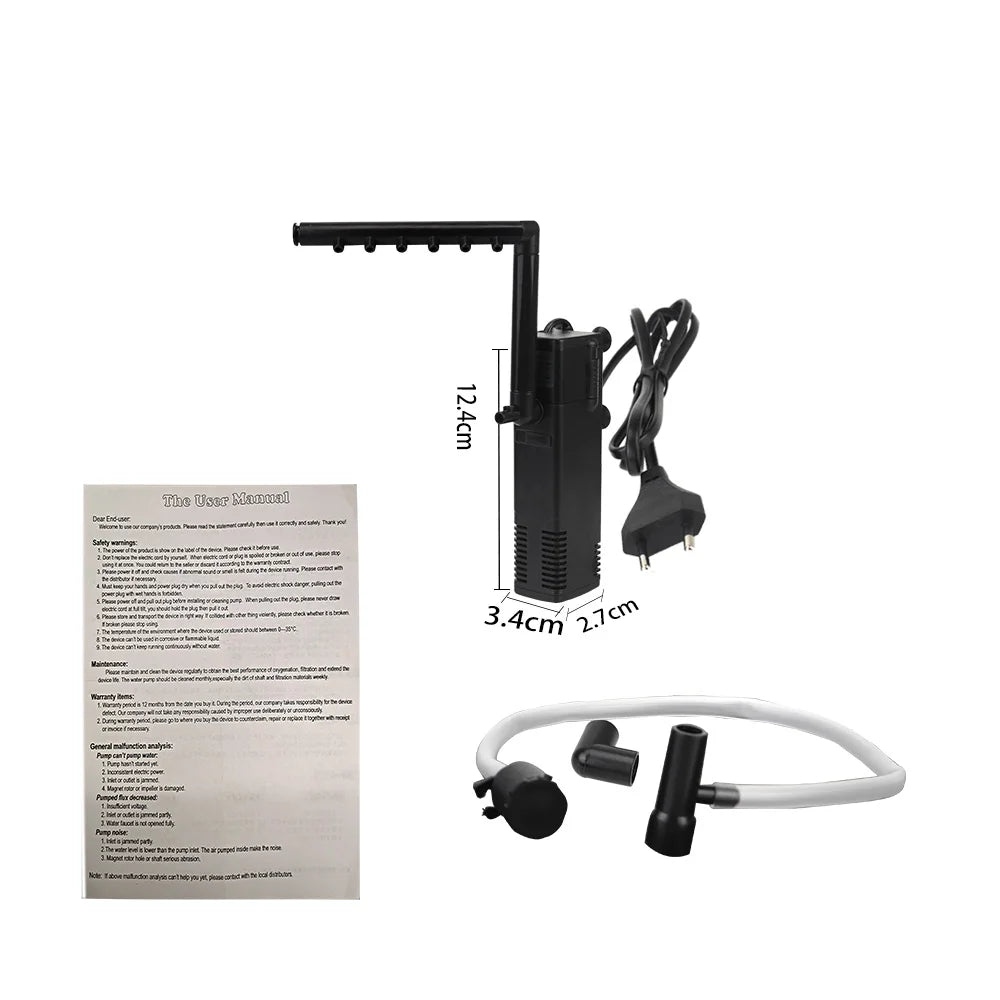 Compact Aquarium Water Pump Filter System