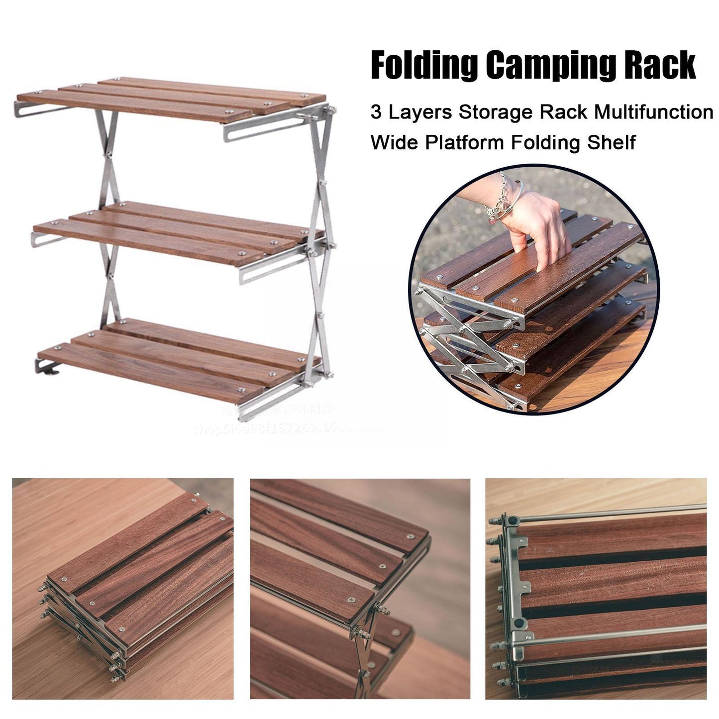 Space Saving 3-Tier Collapsible Shelf Rack