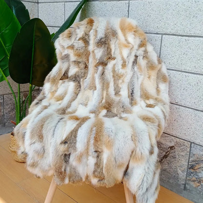 Plush Fake Fur Throw 100x50cm Natural Soft Blanket