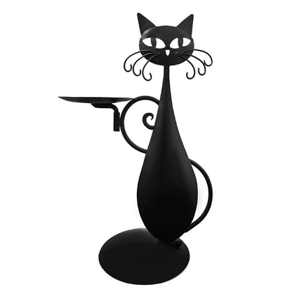Dark Cat Figurine Candle Holder