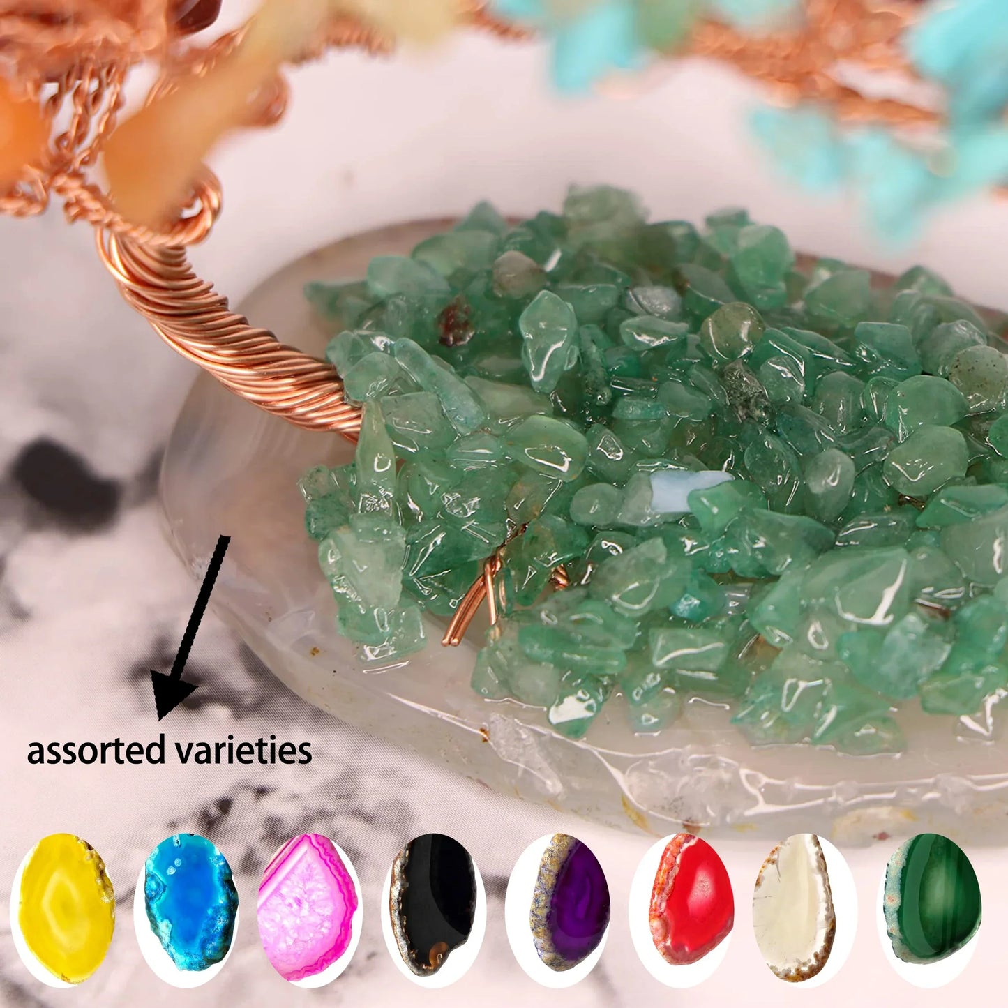 Small Crystal Feng Shui Tree with Agate Base