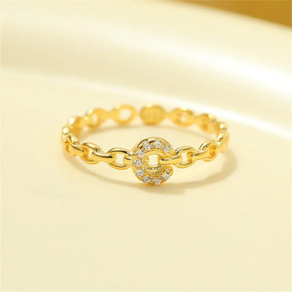 Delicate Diamond Initial Letter Ring