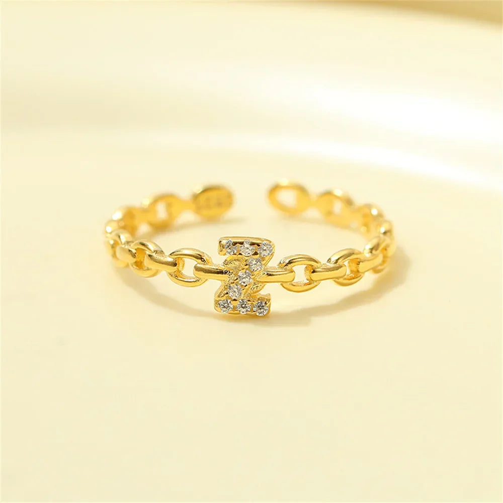 Delicate Diamond Initial Letter Ring