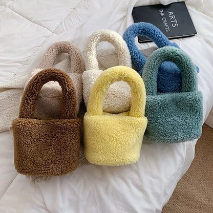 Soft Mini Plush Bucket Handbag
