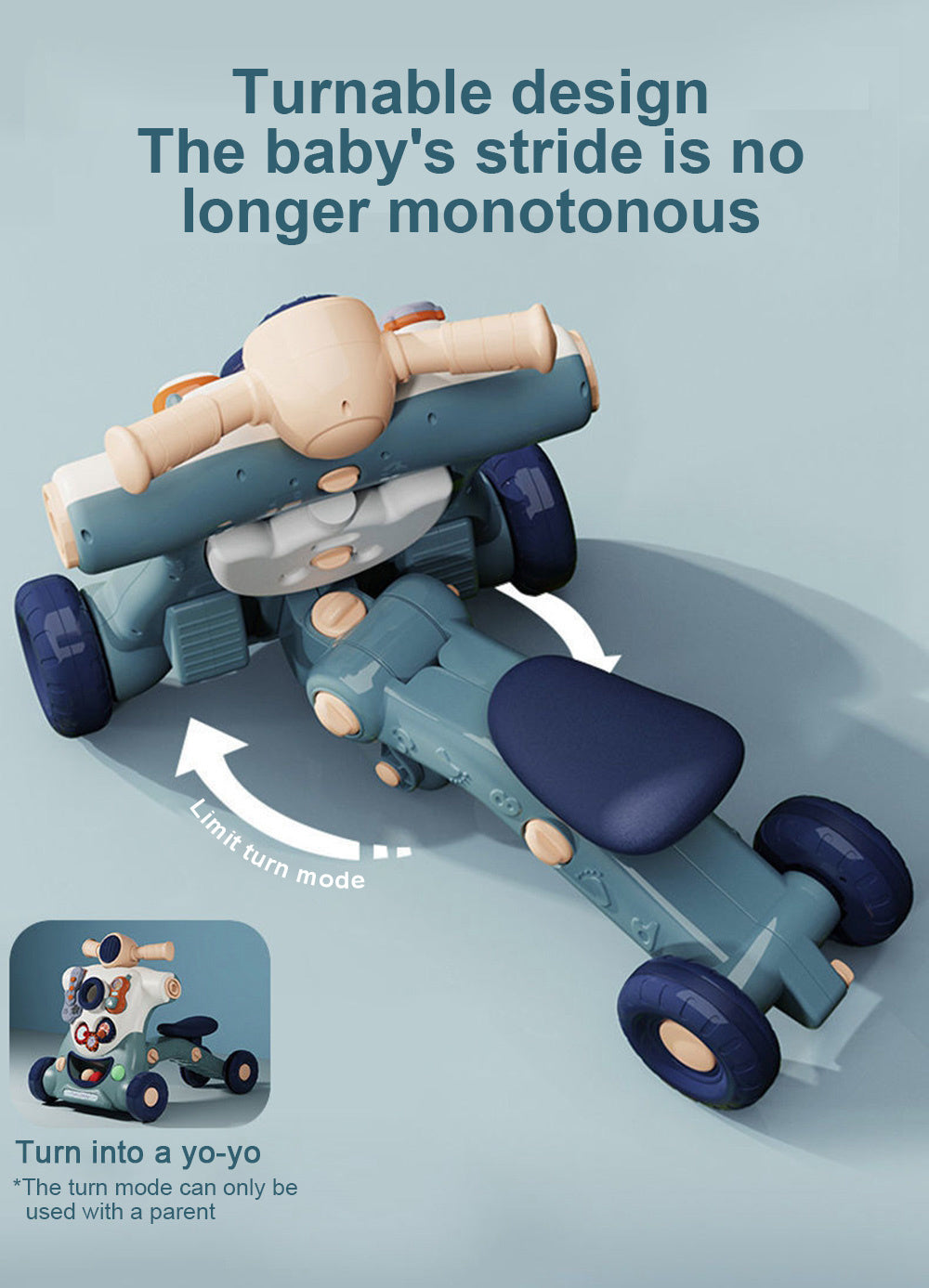 Safe 3-in-1 Baby Push Walker Cart