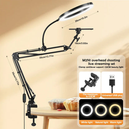 Portable LED Ring Light with Adjustable Arm