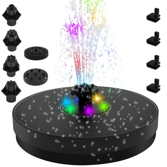 Solar Powered Water Fountain with LED Lights - Befez
