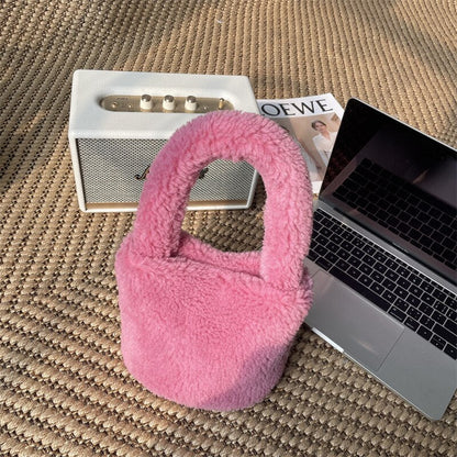 Soft Mini Plush Bucket Handbag