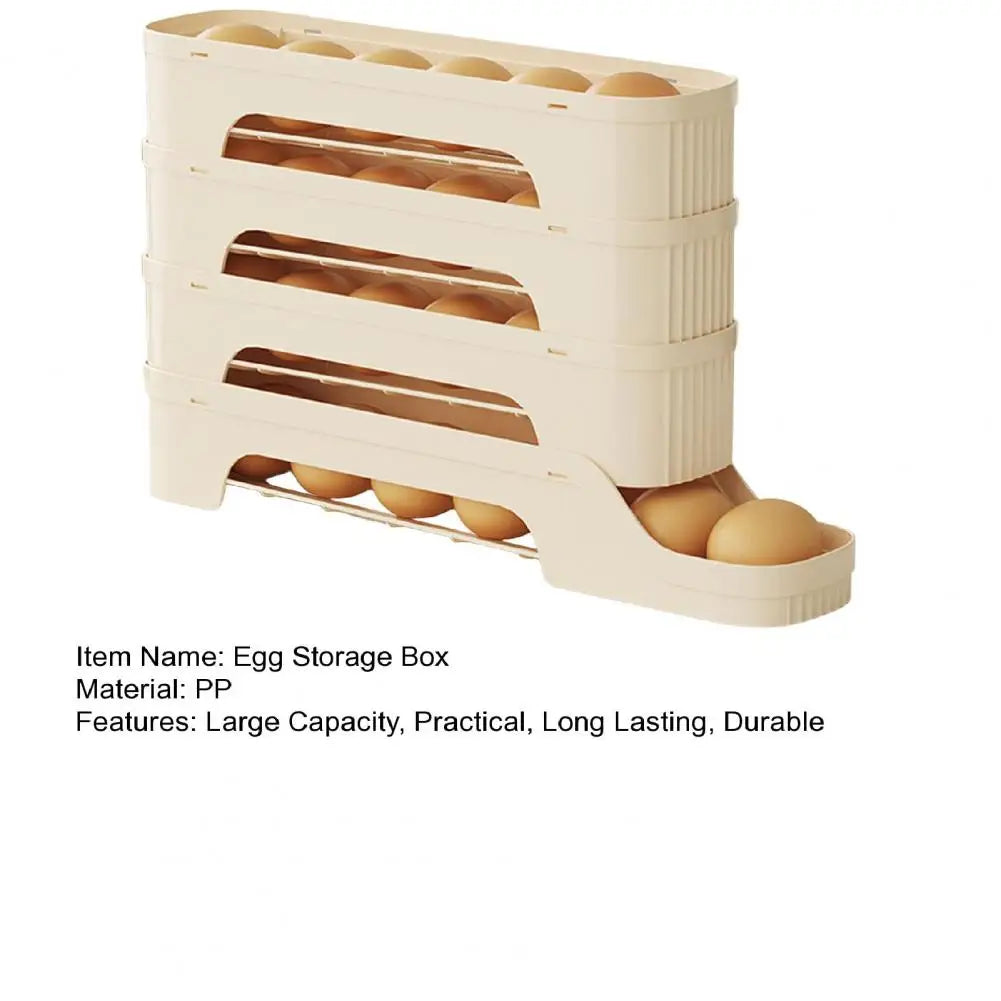 Clear 4-Tier Rolling Egg Storage Container
