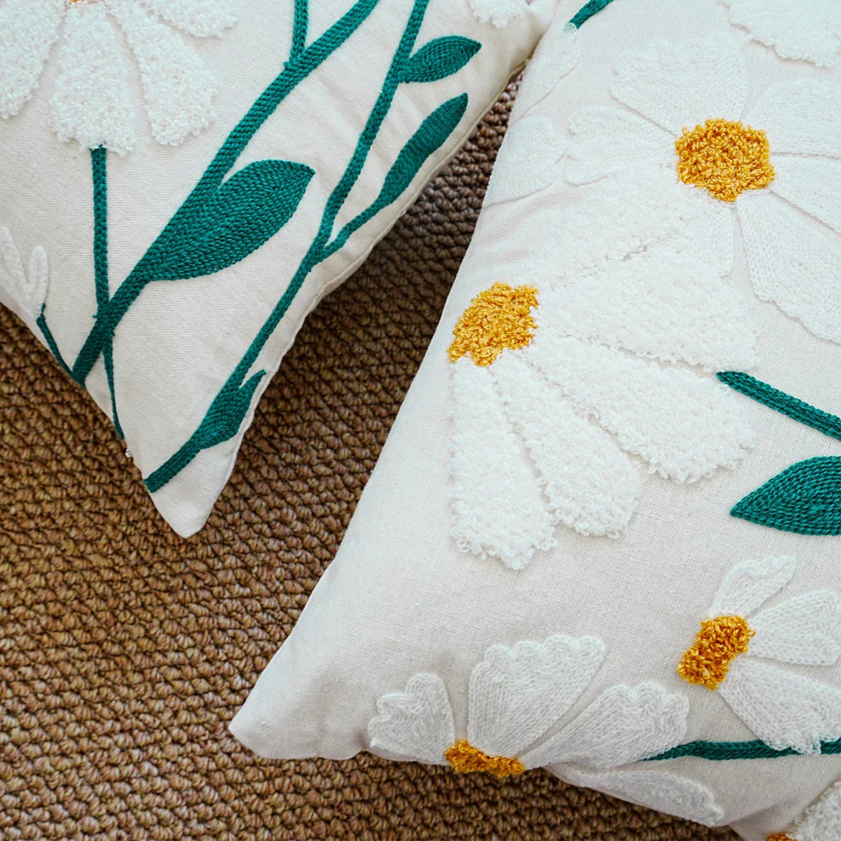 Soft Floral Sofa Cushion with Beautiful Embroidery