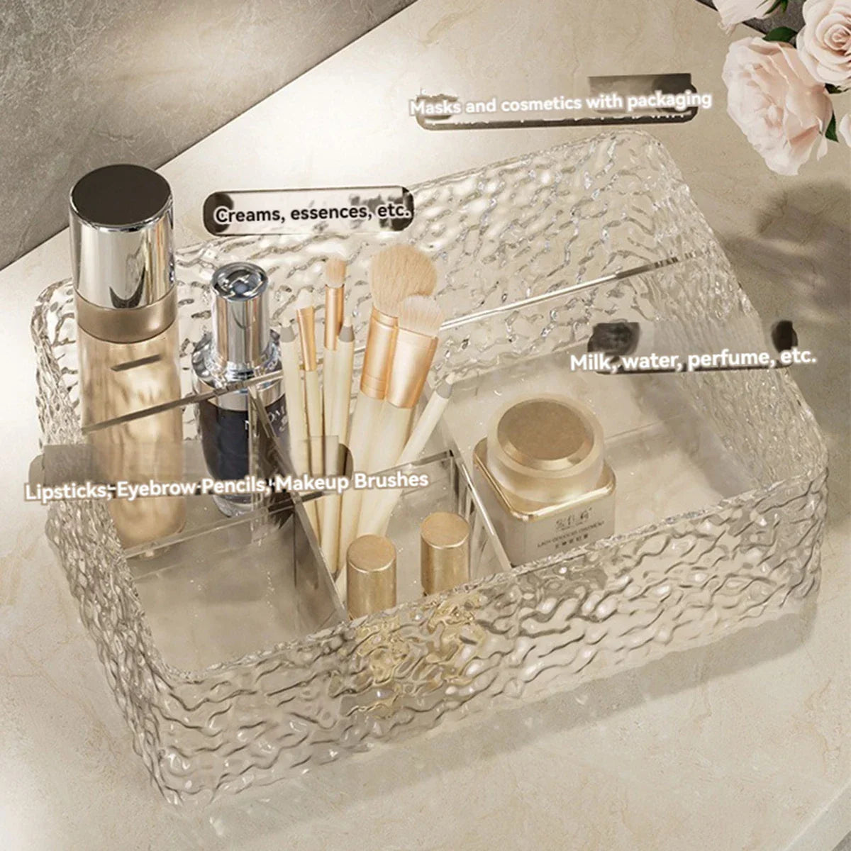 Spacious Makeup Storage Case Water Wave Pattern