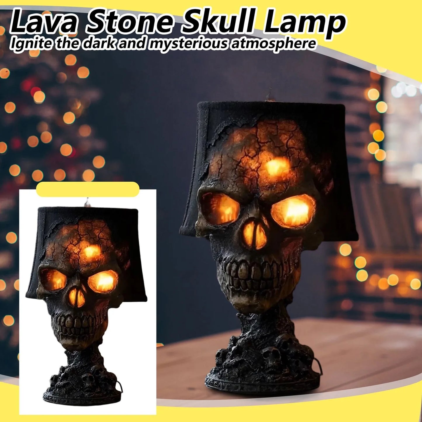Spooky Skull Table Lamp Dark LED Light - Befez