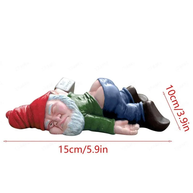 Funny Drunk Gnome Statue Weather Resistant Garden Decor