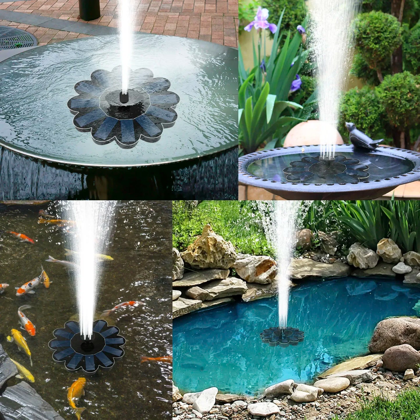 Water Fountain with 5 Spray Nozzles for Patio & Pond - Befez