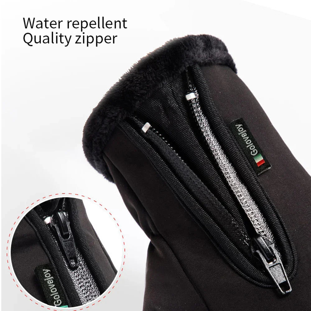 Warm Waterproof Motorcycle Gloves with Fleece Lining