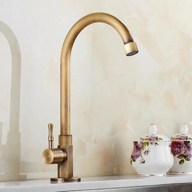 Vintage Kitchen Faucet with Elegant Swan Neck Spout
